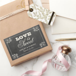 Sticker Rectangulaire Vintage Black Chalkboard Mariage L'amour est doux