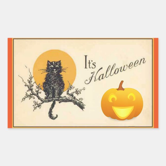 Sticker Rectangulaire Vintage C'est Halloween (Devant)