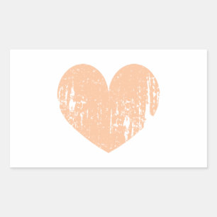 Sticker Rectangulaire Vintage couleur pêche coeur mariage