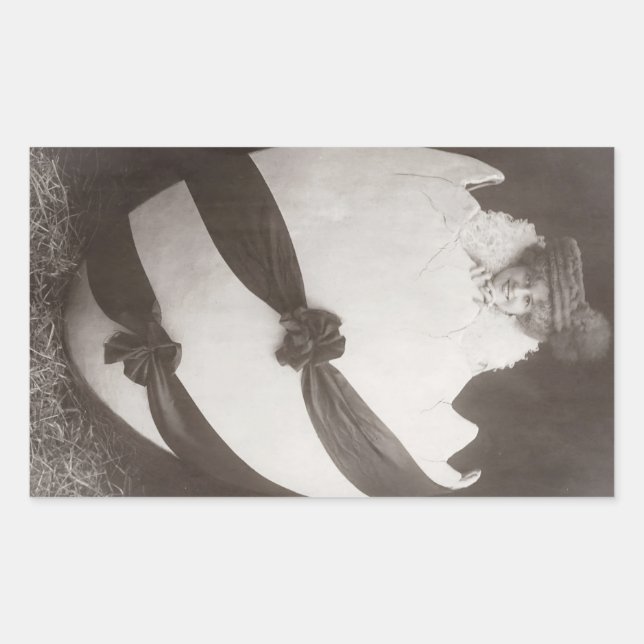 Sticker Rectangulaire Vintage Dame aux oeufs de Pâques (Devant)