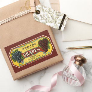 Sticker Rectangulaire Vintage Fruit Crate Art Étiquette, Seneca Lake Gra