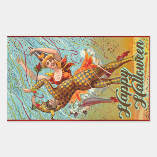 Sticker Rectangulaire Vintage Halloween danser en costume Jester