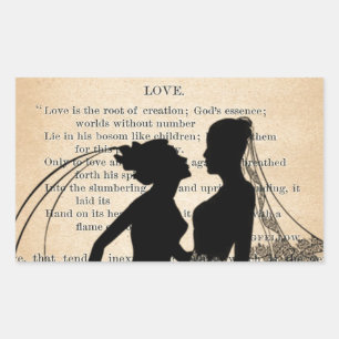 Sticker Rectangulaire Vintage Love & Marriage Lesbian Wedding Longfellow