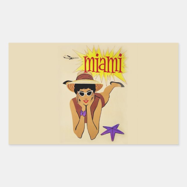 Sticker Rectangulaire Vintage Miami Beach (Devant)