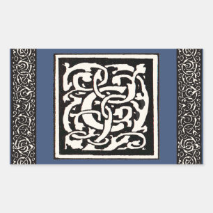 Sticker Rectangulaire Vintage Monogram C Art Nouveau Letter