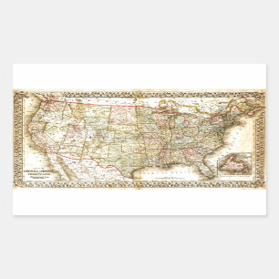 Sticker Rectangulaire Vintage Old États-Unis États-Unis