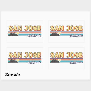 Sticker Rectangulaire Vintage San Jose California Retro Sunset Stripe