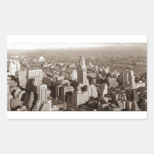 Sticker Rectangulaire Vintage Sepia Tone New York