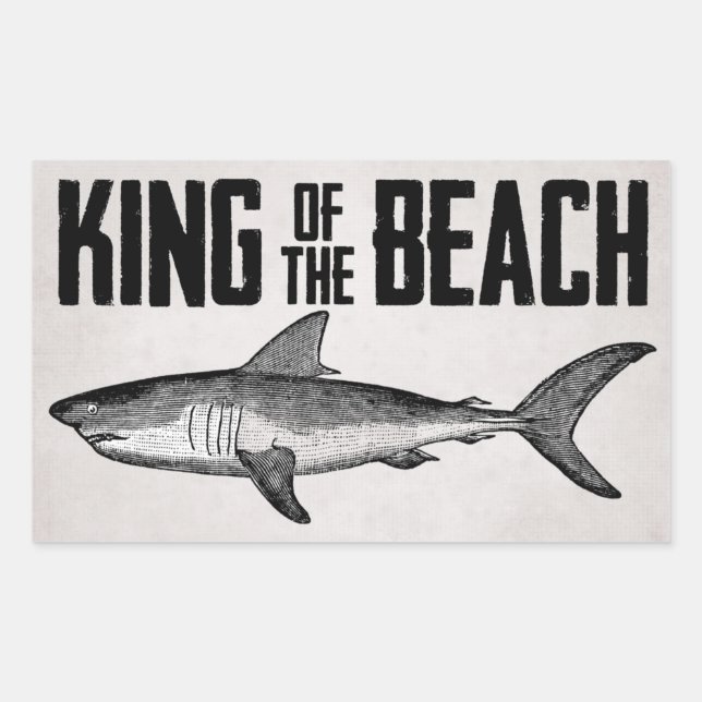 Sticker Rectangulaire Vintage Shark Beach King (Devant)