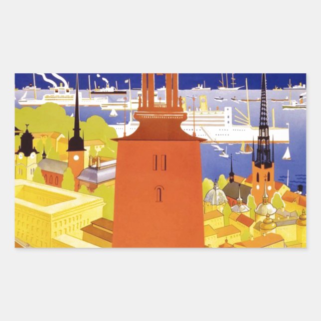 Sticker Rectangulaire Vintage Stockholm (Devant)