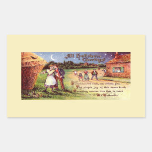Sticker Rectangulaire Vintage Tous Halloween Salutation Couple