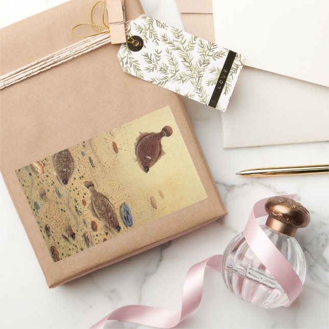 Sticker Rectangulaire Vintages, Marine Ocean Life Poisson plat (Cadeaux)