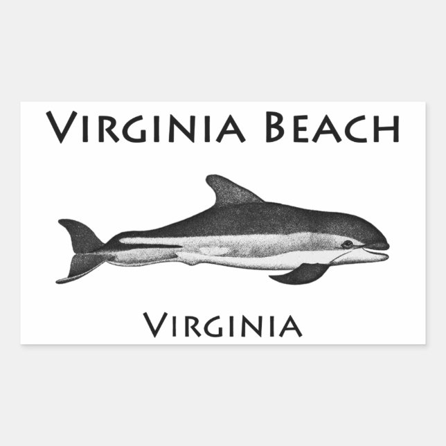 Sticker Rectangulaire Virginia Beach (logo du dauphin) (Devant)