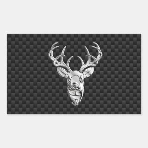 Sticker Rectangulaire Visage argenté de cerfs communs sur la copie de