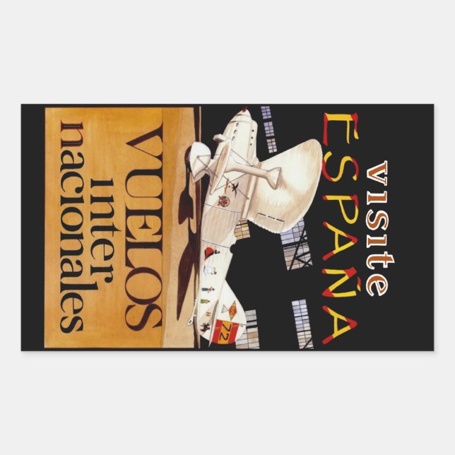 Sticker Rectangulaire Visite Espana ~ Vuelos Internacionales (Devant)