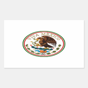 Sticker Rectangulaire Viva Mexique Drapeau mexicain avec texte or