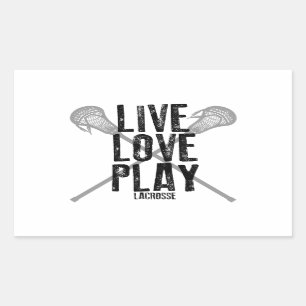 Sticker Rectangulaire Vivez, aimez, jouez à la lacrosse