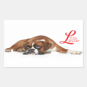 Sticker Rectangulaire Vivez, riez, chatte de salut de chien coquelicot L