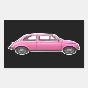 Sticker Rectangulaire Voiture vintage rose d'années '60 de Fiat 500