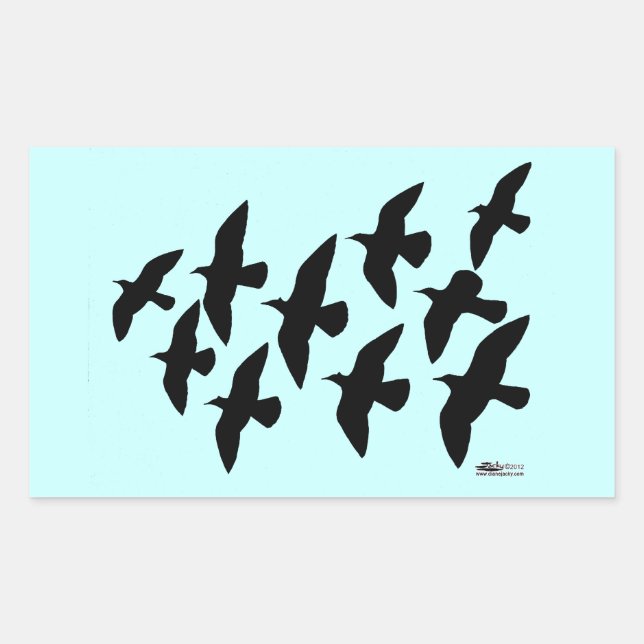 Sticker Rectangulaire Vol de pigeons (Devant)