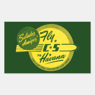 Sticker Rectangulaire Vol Vintage vers La Havane