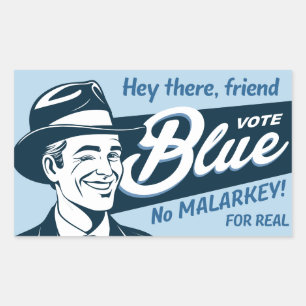 Sticker Rectangulaire Vote bleu Retro Funny Guy