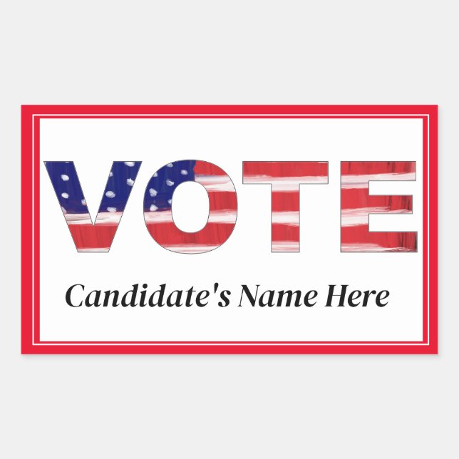 Sticker Rectangulaire Vote Texte dans les couleurs du drapeau Nom du can (Devant)