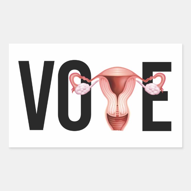 Sticker Rectangulaire Votez avec votre utérus (Devant)