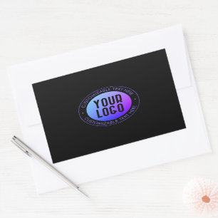 Sticker Rectangulaire Votre logo & moderne bleu & violet Ombre dégradant