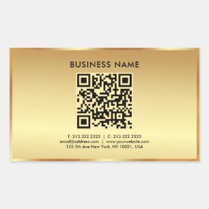 Sticker Rectangulaire Votre Logo Texte Personnalisé Code QR Modèle Gold