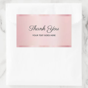 Sticker Rectangulaire Votre texte personnalisé Glam Rose Gold Script Mer