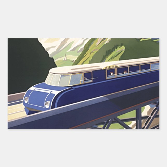 Sticker Rectangulaire Voyage ferroviaire en Europe vintage (Devant)