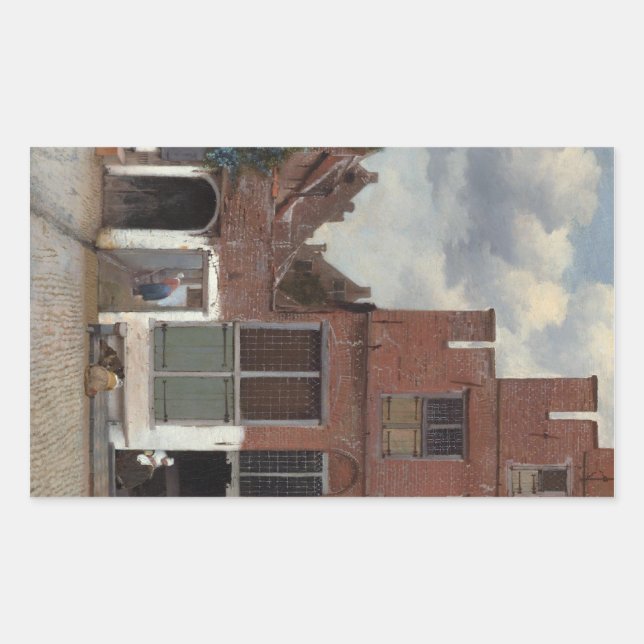 Sticker Rectangulaire Vue sur les maisons de Delft The Little Street (Devant)