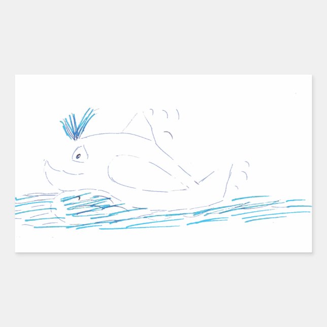 Sticker rectangulaire Wally Whale (Devant)
