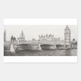 Sticker Rectangulaire Westminster Bridge London UK. 30/10/2006
