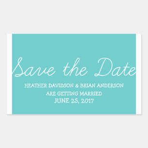 Sticker Rectangulaire Whimsy Save Date Stickers, Turquoise