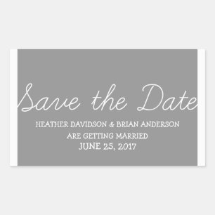 Sticker Rectangulaire Whimsy Save the Date Stickers, Grey
