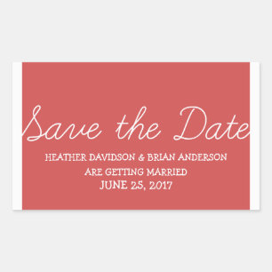 Sticker Rectangulaire Whimsy Save the Date Stickers, Rouge