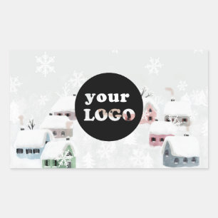 Sticker Rectangulaire White Winter Custom Business Company Logo Holiday