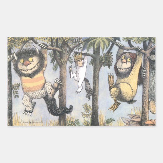 Sticker Rectangulaire Wild Things and Max Swinging From Trees (Devant)