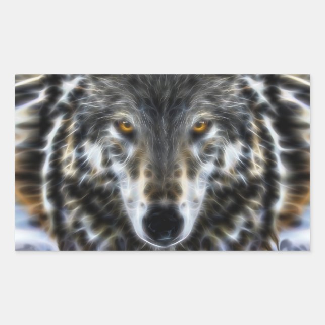 Sticker Rectangulaire Wild Wolf Portrait inspirant (Devant)
