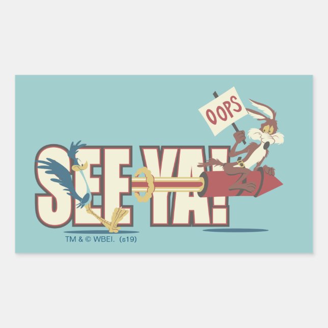 Sticker Rectangulaire WILE E. COYOTE™ Rocketing Past ROAD RUNNER™ (Devant)
