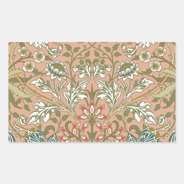 Sticker Rectangulaire William Morris Hyacinth Flower Rose Art (Devant)