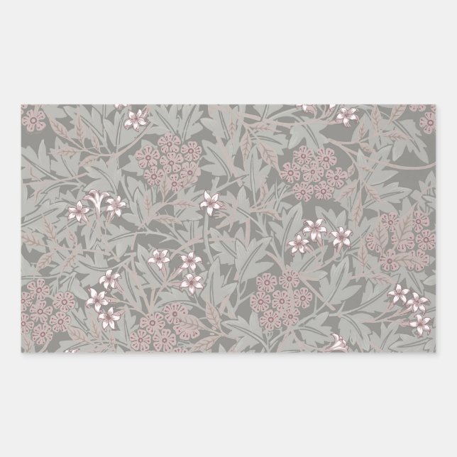 Sticker Rectangulaire William Morris Jasmine Motif de fleurs (Devant)