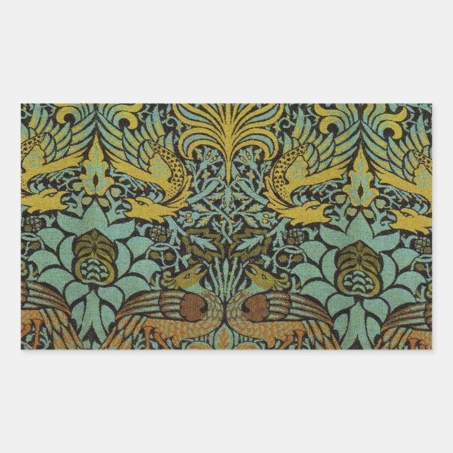 Sticker Rectangulaire William Morris Peacock Dragon Fond d'écran (Devant)