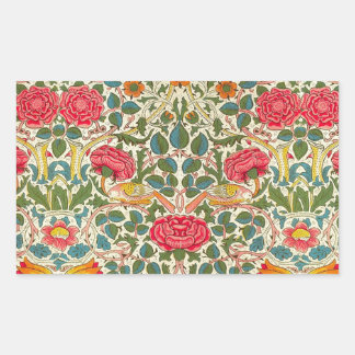 Sticker Rectangulaire William Morris Rose Floral Chintz rose