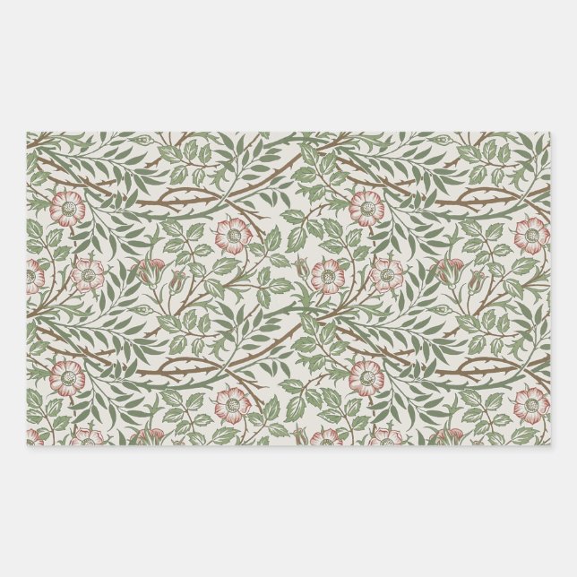 Sticker Rectangulaire William Morris Sweetbrie Floral Art Nouveau (Devant)