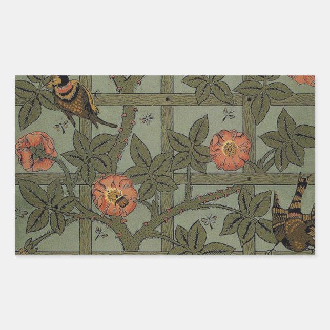 Sticker Rectangulaire William Morris Trellis Wallpaper Art (Devant)