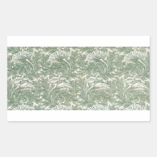 Sticker Rectangulaire William Morris tulip fond textile vert