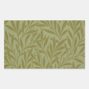Sticker Rectangulaire William Morris Willow Antique Green Leaf Vine Art